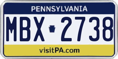PA license plate MBX2738