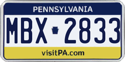PA license plate MBX2833