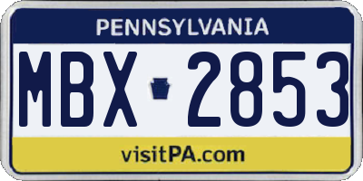 PA license plate MBX2853