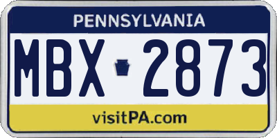 PA license plate MBX2873