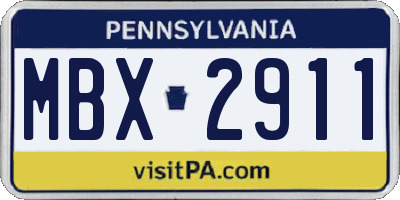 PA license plate MBX2911