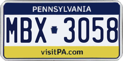 PA license plate MBX3058