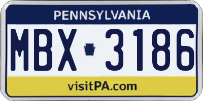 PA license plate MBX3186