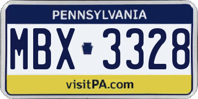 PA license plate MBX3328