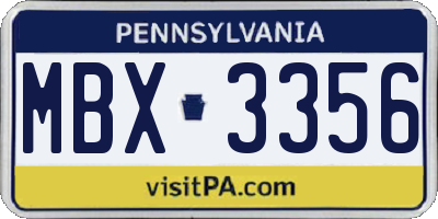 PA license plate MBX3356
