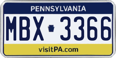 PA license plate MBX3366