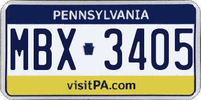PA license plate MBX3405