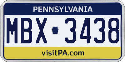 PA license plate MBX3438