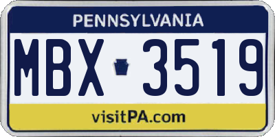 PA license plate MBX3519