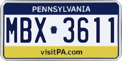 PA license plate MBX3611
