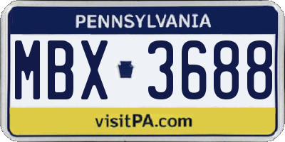 PA license plate MBX3688