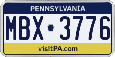 PA license plate MBX3776