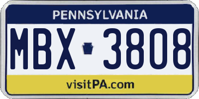 PA license plate MBX3808