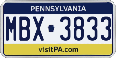 PA license plate MBX3833