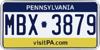 PA license plate MBX3879