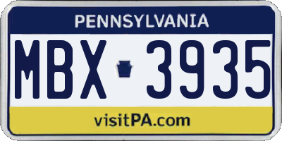 PA license plate MBX3935