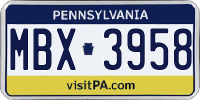 PA license plate MBX3958