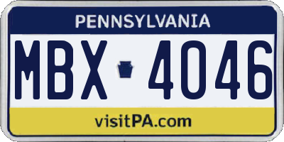PA license plate MBX4046