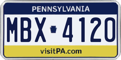 PA license plate MBX4120
