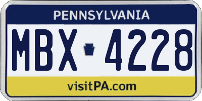 PA license plate MBX4228