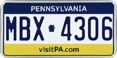 PA license plate MBX4306