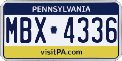 PA license plate MBX4336