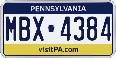 PA license plate MBX4384