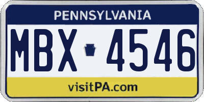 PA license plate MBX4546