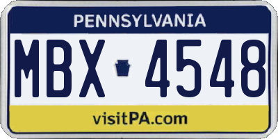 PA license plate MBX4548