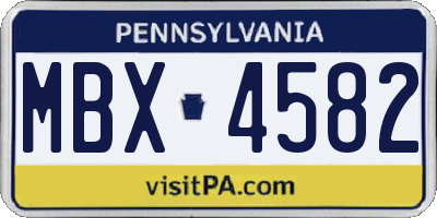 PA license plate MBX4582