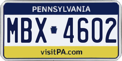 PA license plate MBX4602