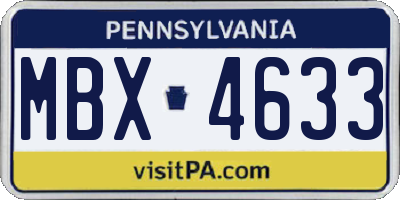 PA license plate MBX4633