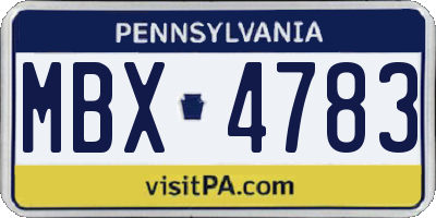 PA license plate MBX4783