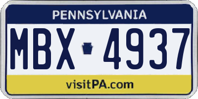 PA license plate MBX4937