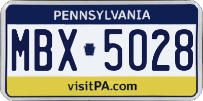 PA license plate MBX5028