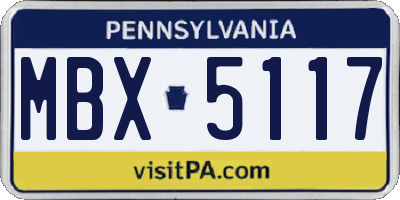 PA license plate MBX5117
