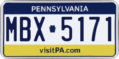 PA license plate MBX5171