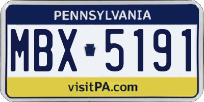 PA license plate MBX5191