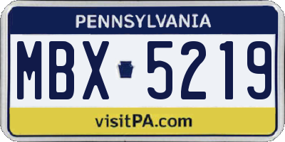 PA license plate MBX5219