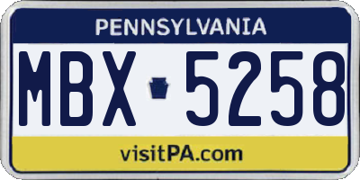 PA license plate MBX5258