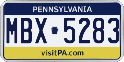 PA license plate MBX5283