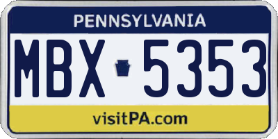 PA license plate MBX5353
