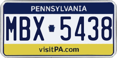 PA license plate MBX5438