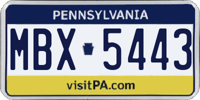 PA license plate MBX5443