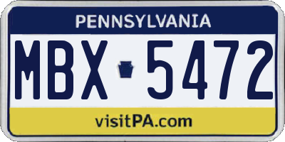 PA license plate MBX5472