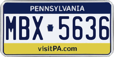 PA license plate MBX5636