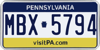 PA license plate MBX5794