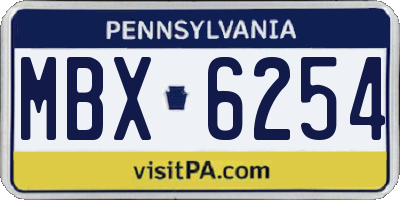 PA license plate MBX6254