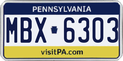 PA license plate MBX6303