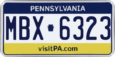 PA license plate MBX6323